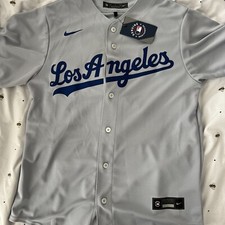 Image of Brand New Nike MLB LA Los Angeles Dodgers Official Replica Road Jersey - Size M