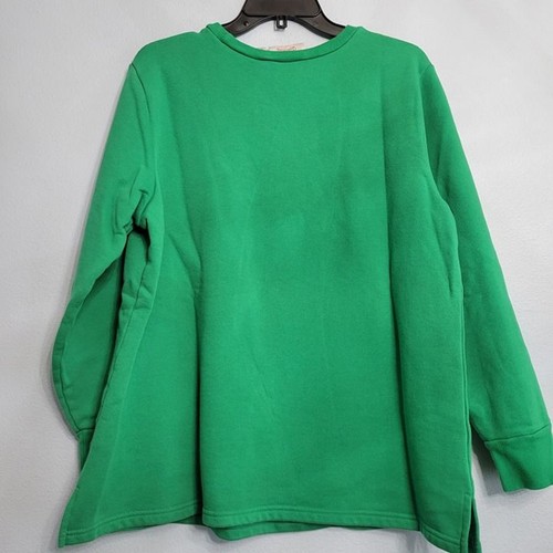 Quacker Factory Only A Morning Person Christmas Day Sweatshirt XL Green - Picture 7 of 10