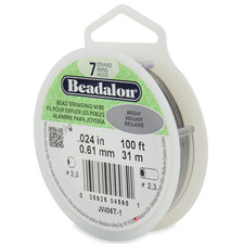 7 Strand Stainless Steel Bead Stringing Wire, 0.024 in / 0.61 Mm, Bright, 100 Ft