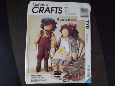 McCALL'S CRAFTS Sewing Pattern  770  24''  ALBERT & VIOLET RAG DOLLS CLOTHES Toy