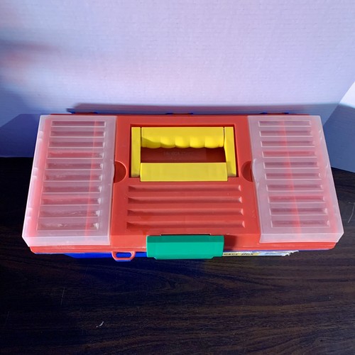16” All Purpose Blue/Yellow Hard Plastic Tool/Storage Box With Top Storage - Picture 4 of 11