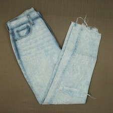 American Eagle High Waist Mom Jeans Women's Size 6 Fray Hem Distressed Denim