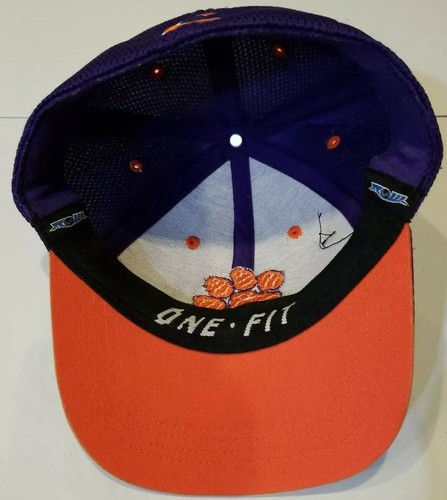 Top Of The World Youth One Fit Clemson Baseball Cap Hat Purple Orange - Picture 8 of 8