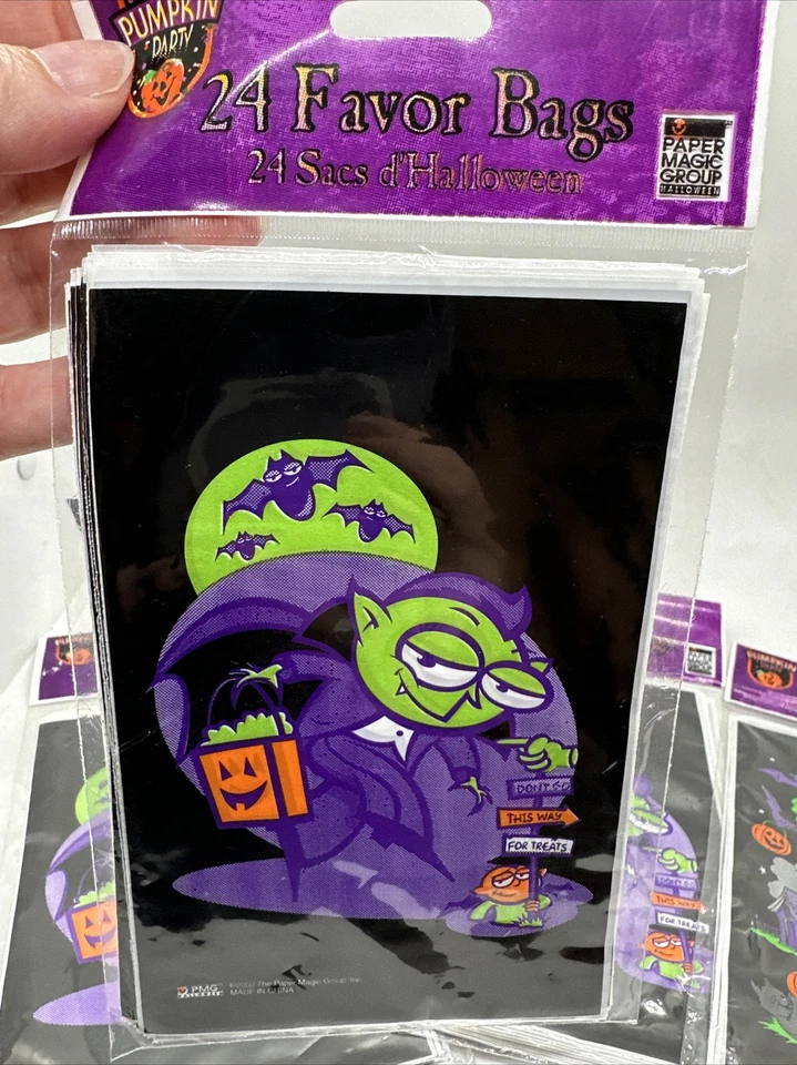 Lote de 4 bolsas de plástico para golosinas de Halloween para vampiros y casas 24 quilates papel mágico Foto 2 de 4
