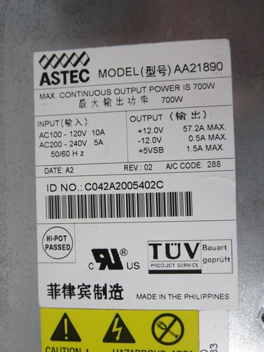 ASTEC AA21890 700 WATT POWER SUPPLY - Picture 5 of 6