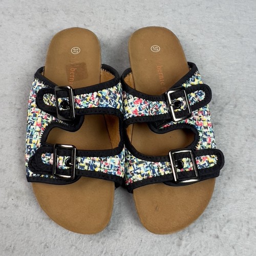 Bernie Mev Slip On Sandals Cork Woven Fabric Geometric EU 37 US 6.5-7 Buckle - Picture 4 of 7