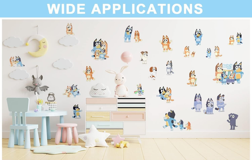Bluey Dog Wall Decals 21 Pcs Large 3D Waterproof Stickers Removable PVC Cartoon - Picture 3 of 5