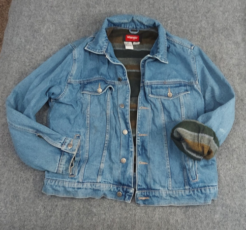 Wrangler Hero Denim Jacket Mens XL Blue Trucker Flannel Lined Biker Western
