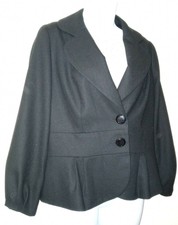 Liquid Blazer Puff Sleeves Peplum Two Buttons Black Women's Size 6