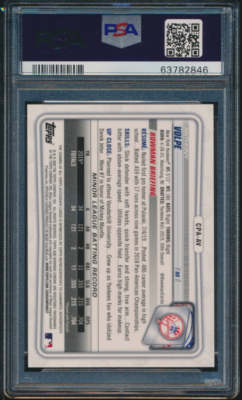 その他 2020 bowman anthony volpe auto psa10 PSA 10/10 ANTHONY VOLPE AUTO 2020 Bowman Chrome PURPLE REFRACTOR