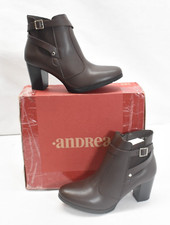 Andrea Ankle Booties Faux Leather 3 Block Hee...