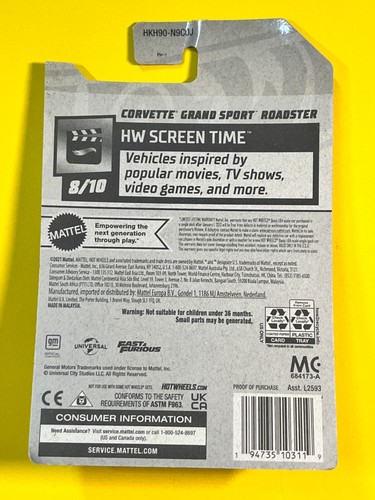 Hot Wheels Fast & Furious 154/250 Corvette Grand Sport Roadster 8/10 Screen Time - Picture 2 of 2