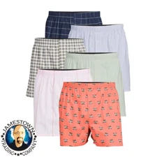 George 6-Pack Men's Woven Boxers Underwear Cotton Blend Plaid 3XL Brand New