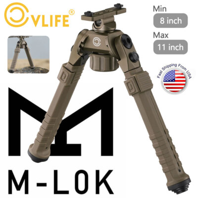 Hunting Rifle Bipod Quick Detach Mount 8''-11'' Adjustable Aluminum For M-lok Rail