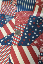5 Yds Patchwork Patriotic Flag  Stars Quilt Sewing Fabric Fourth of July