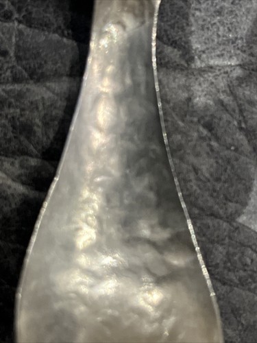Antique Arts&Crafts Style Hammered& Embossed Unmarked Silver Caddy Spoon 10.37g - Picture 7 of 9