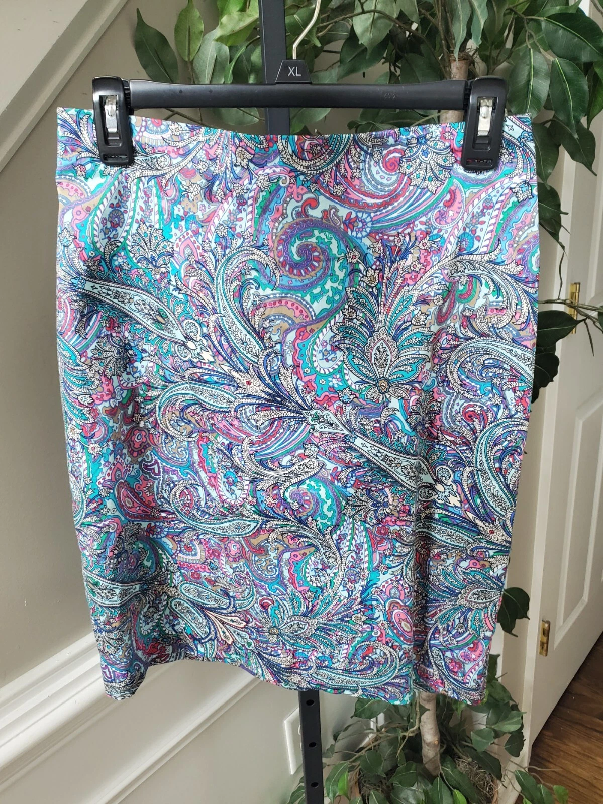 Talbots Womens Multicolor Floral Cotton Casual Back Zip Straight Skirt Petite 6