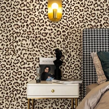 Jiffdiff Leopard Peel and Stick Wallpaper Black/Brown Vintage Animal Room Decor