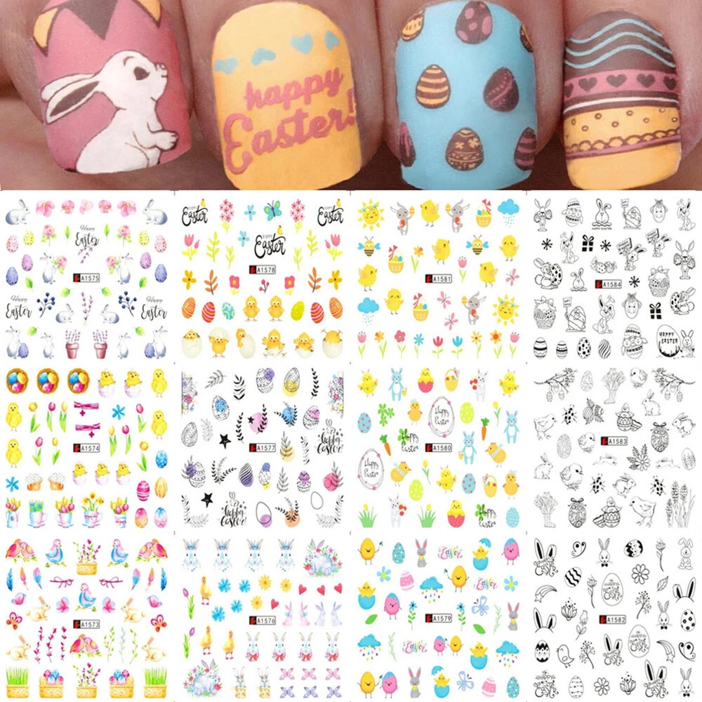 Rabbit Egg Design Water Transfer Stickers Easter Nail Sticker Nail