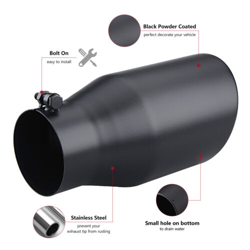 4" Inlet 6" Outlet 12inch Long Truck Diesel Bolt On Exhaust Tip Stainless Steel - Foto 5 di 9