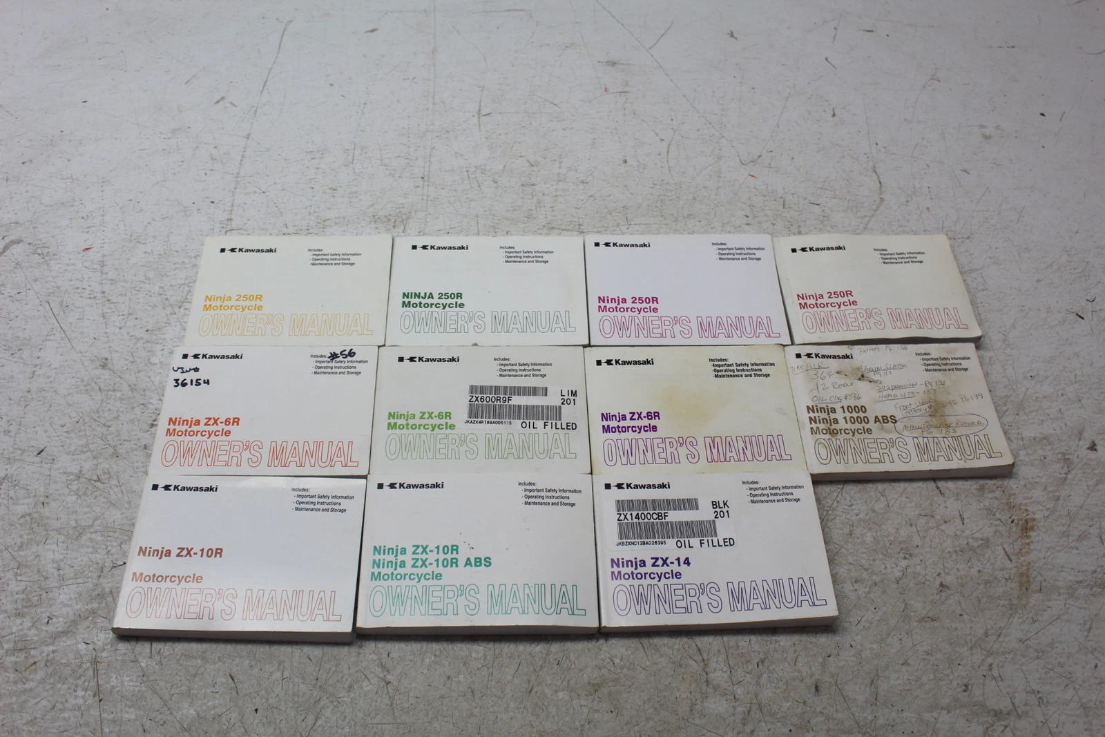 KAWASAKI NINJA 250 1000 ZX6 ZX10 ZX14 ORIGINAL OWNERS MANUAL BOOK
