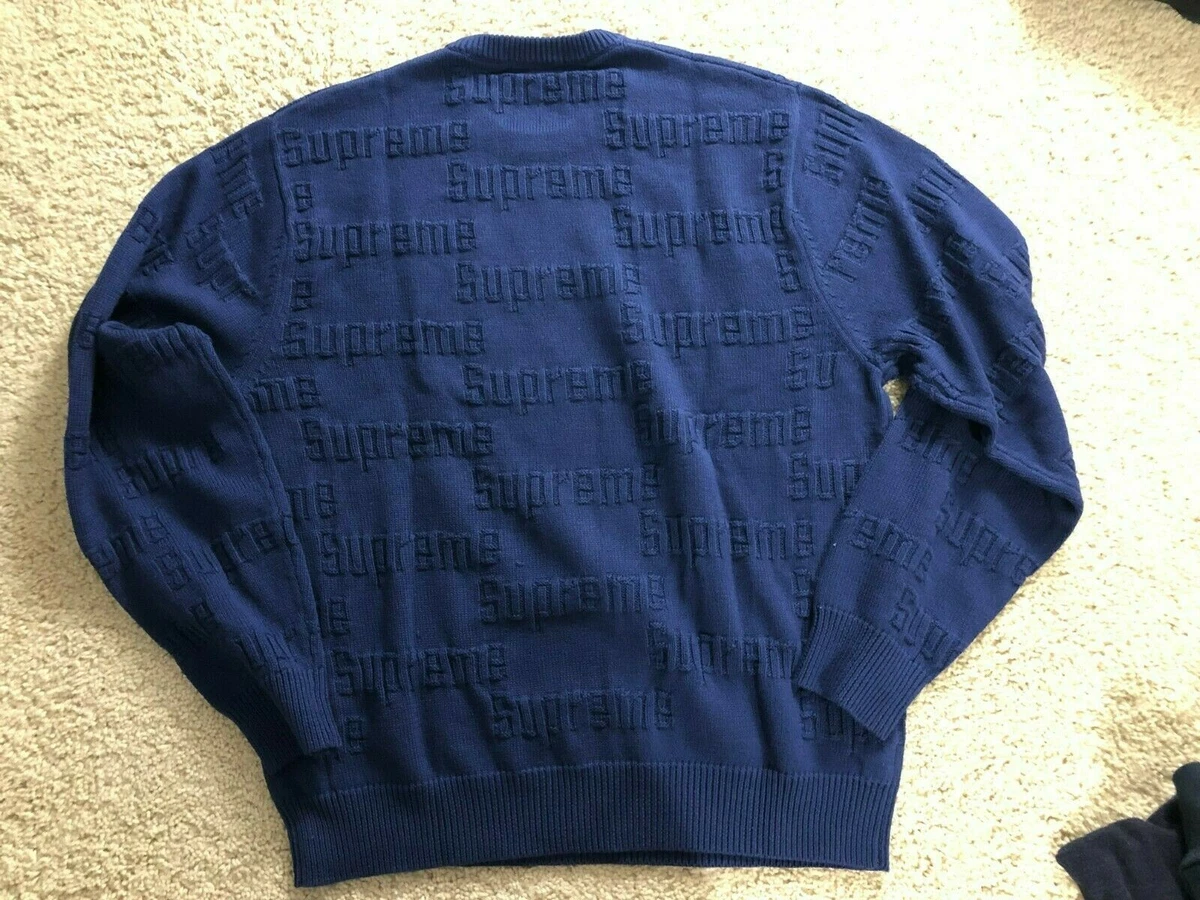 Supreme Raised Logo Sweater - Size L - 19FW | eBay
