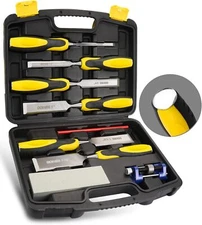 10PCS Wood Chisel Tool Set Sturdy Chisel, 1/4 inch,1/2 inch,3/4 inch,1 inch, 1-1