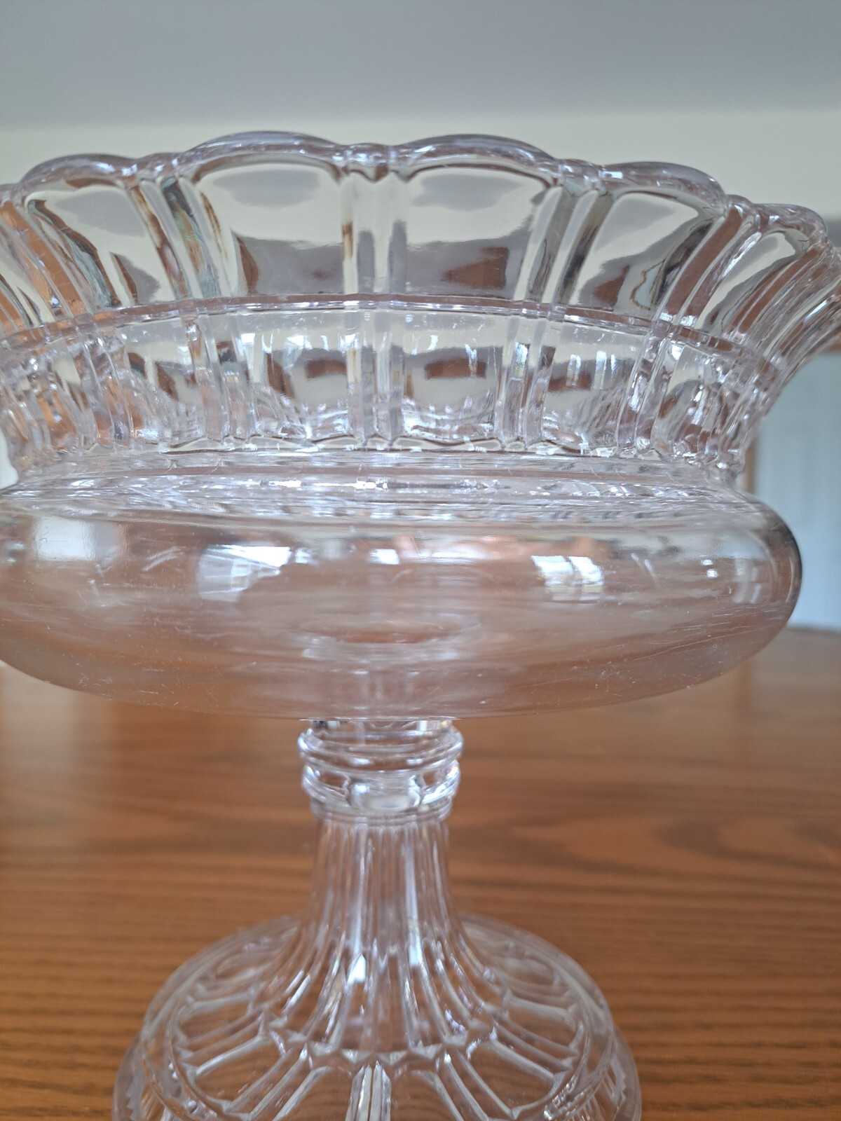 Pattern  Clear Glass Heavy Pressed Glass Pedestal Compote Centerpiece Fruit Bowl