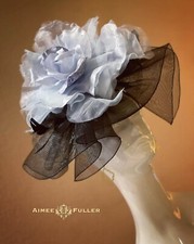 Aimee Fuller Black Powder Blue Rose Kentucky Derby Fascinator Hat Royal Ascot