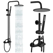 8" Outdoor Shower Faucet Fixture Stainless Steel Rainfall Shower Set Wall Mount