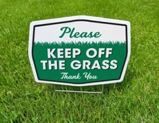 Double Sided Please Keep Off Grass Yard Sign with Stake(1pk, 2pk, 3pk, 4pk, 6pk)