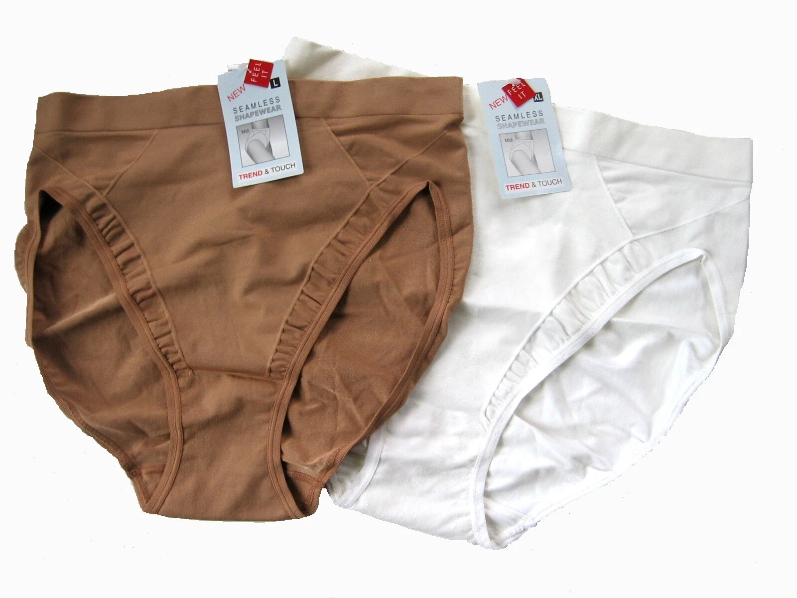 www.prominentresults.com :SH023 Trend & Touch NEW Shapewear Seamless Knit-In Ruched Back Midi Panty Briefs
