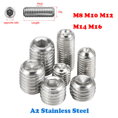 Grub Screw Cup Point Allen Socket Set Screws A2 Stainless Steel M8 M10~M16