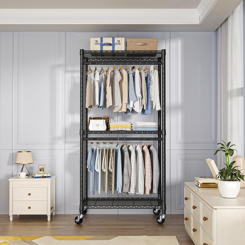 Heavy-Duty Portable Closet, 30"W X 14"D X 76"H, Black, Carbon Steel - Picture 2 of 7