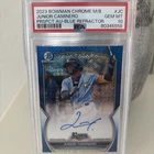 2023 Bowman Chrome Junior Caminero Blue Mega Box Refractor Auto /150 PSA 10 Rays