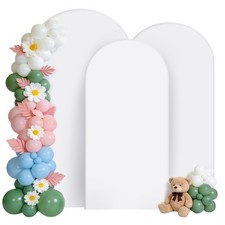 Wrinkle Free White Arch Backdrop Cover Set of 3-6ft, 5ft, 4ft