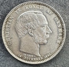 2 Kroner 1888 Dänemark Christian IX 15 g .800 KM#799 K210226E0
