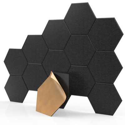 12 Stücke 30x26x0.9cm Kunst Akustik Paneele Selbstklebend Hexagon Deko Platten