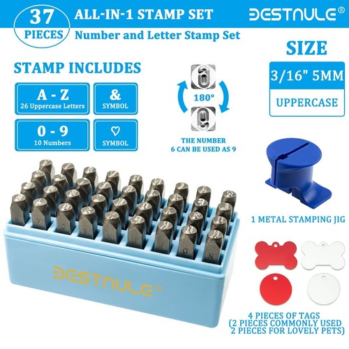 BESTNULE Metal Stamping Kit, Number and Letter Stamp Set (A-Z, 0-9 and &, Lov... - Picture 2 of 8