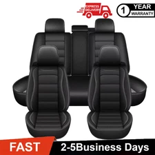 5-Seats Car Seat Covers Front Rear Full Set Leather Protectors For Honda Quilted