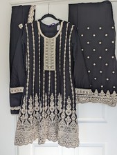 3 Piece Pakistani Dress With Embroidered Palazzo Pants