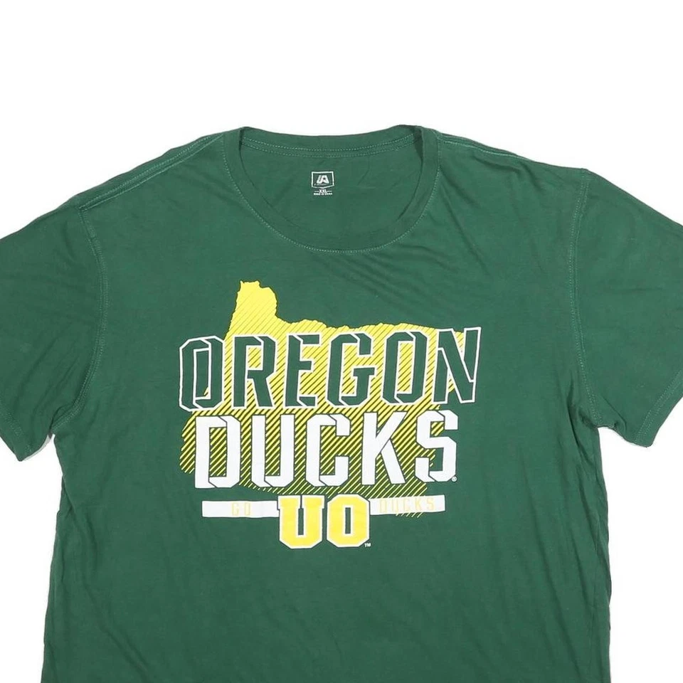 J. AMERICA Herren T-Shirt Oregon Ducks Grün Grafik, Kurzarm Crew Neck 2XL - Bild 2 von 4