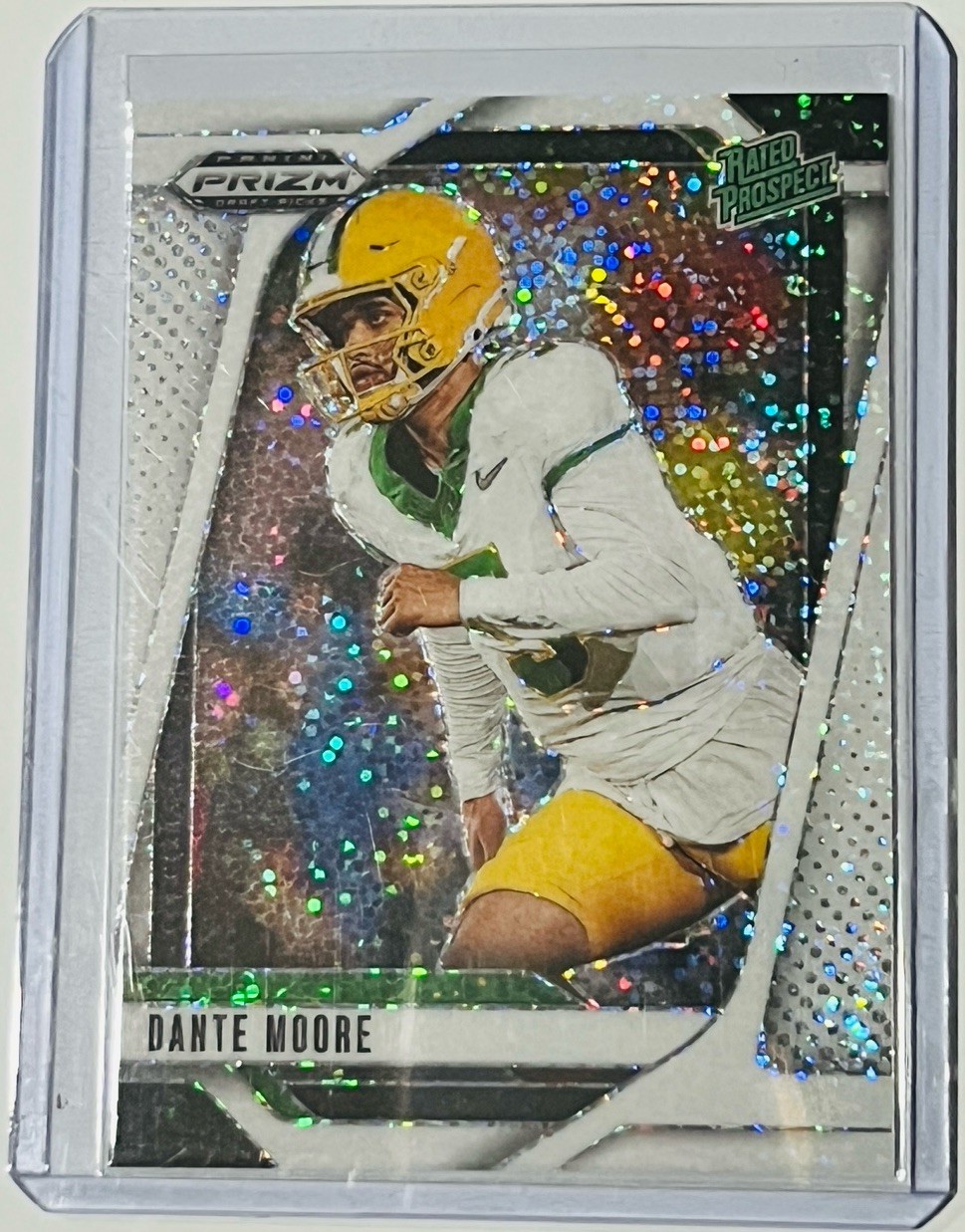 2025 Panini Prizm Draft Picks Dante Moore Rated Prospect White Sparkle SSP