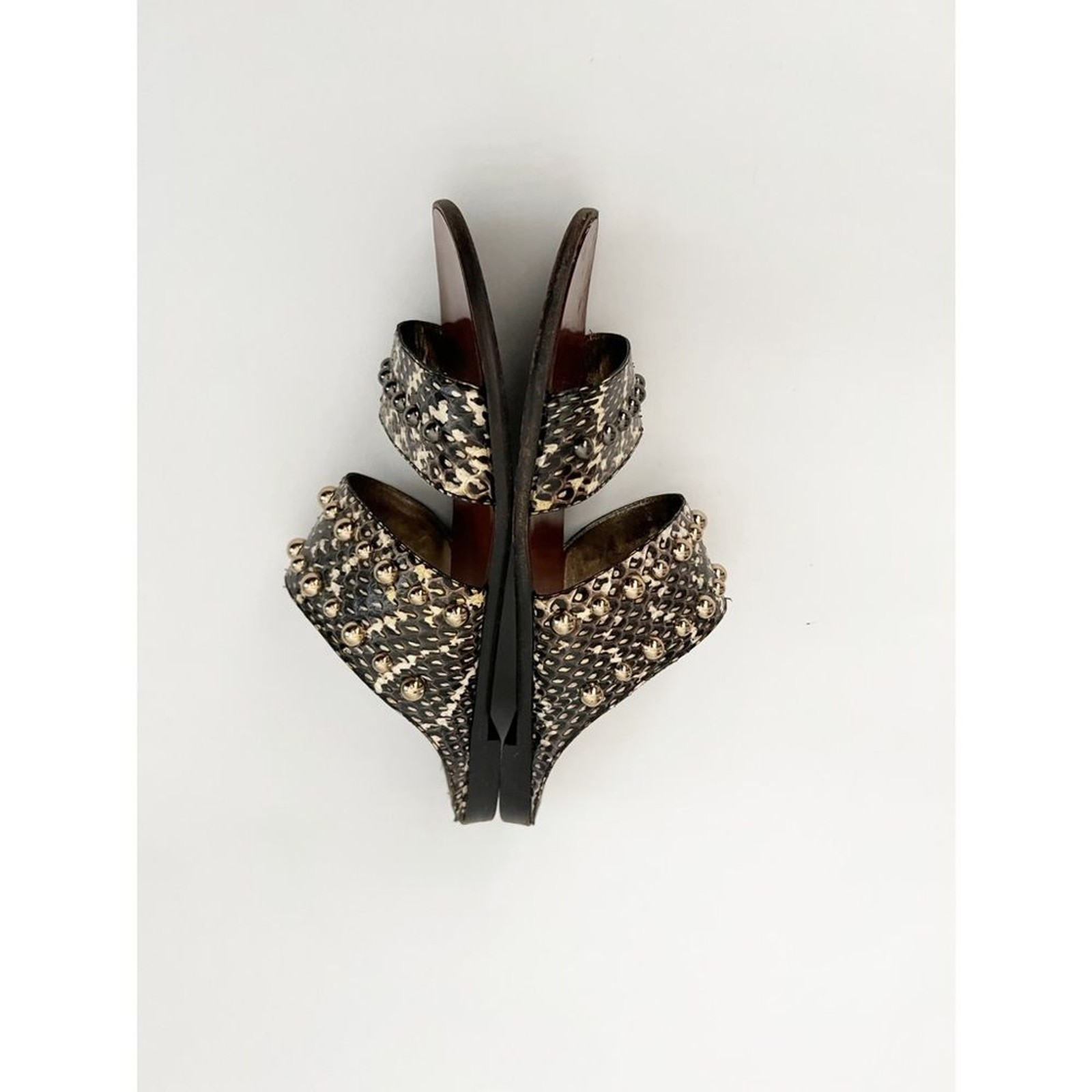 LANVIN Python Leather Double Strap Studded Flat S… - image 7