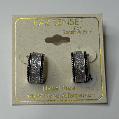 Ear Sense Silver Tone Round Hoop Earrings Nickel-Free Hypoallergenic Metal