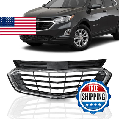 PartsFlow Front Upper Grille Black w/ Chrome Trim For 2018-2020 Chevy Equinox