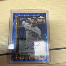 2025 Topps Chrome Update Freddy Peralta Auto Blue RayWave Refractor /150