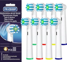 Pro Cross Clean Replacement Heads for Oral-B - 8 Pack (White)