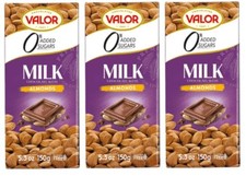 3x Valor Sugar Free Milk Chocolate Almonds 150g Low Carb Sweet Candy Snack