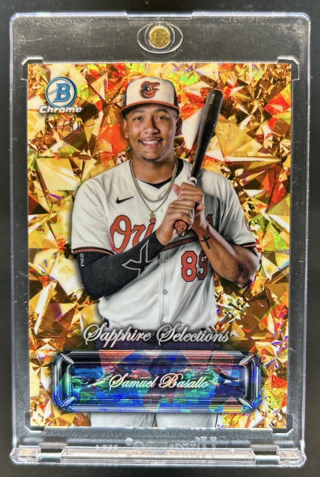 2024 Bowman Chrome Sapphire Samuel Basallo Selections Gold Refractor #/50